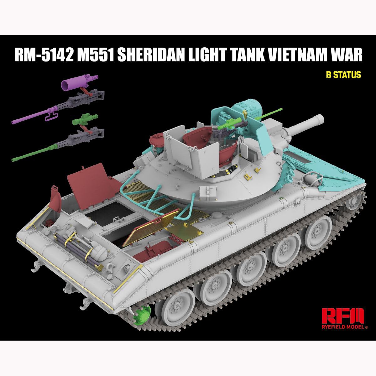 花田制造 RFM 5142 M551 Sheridan Light Tank Vietnam War, 1/35 Scale Military Model Kit, RyeField Model