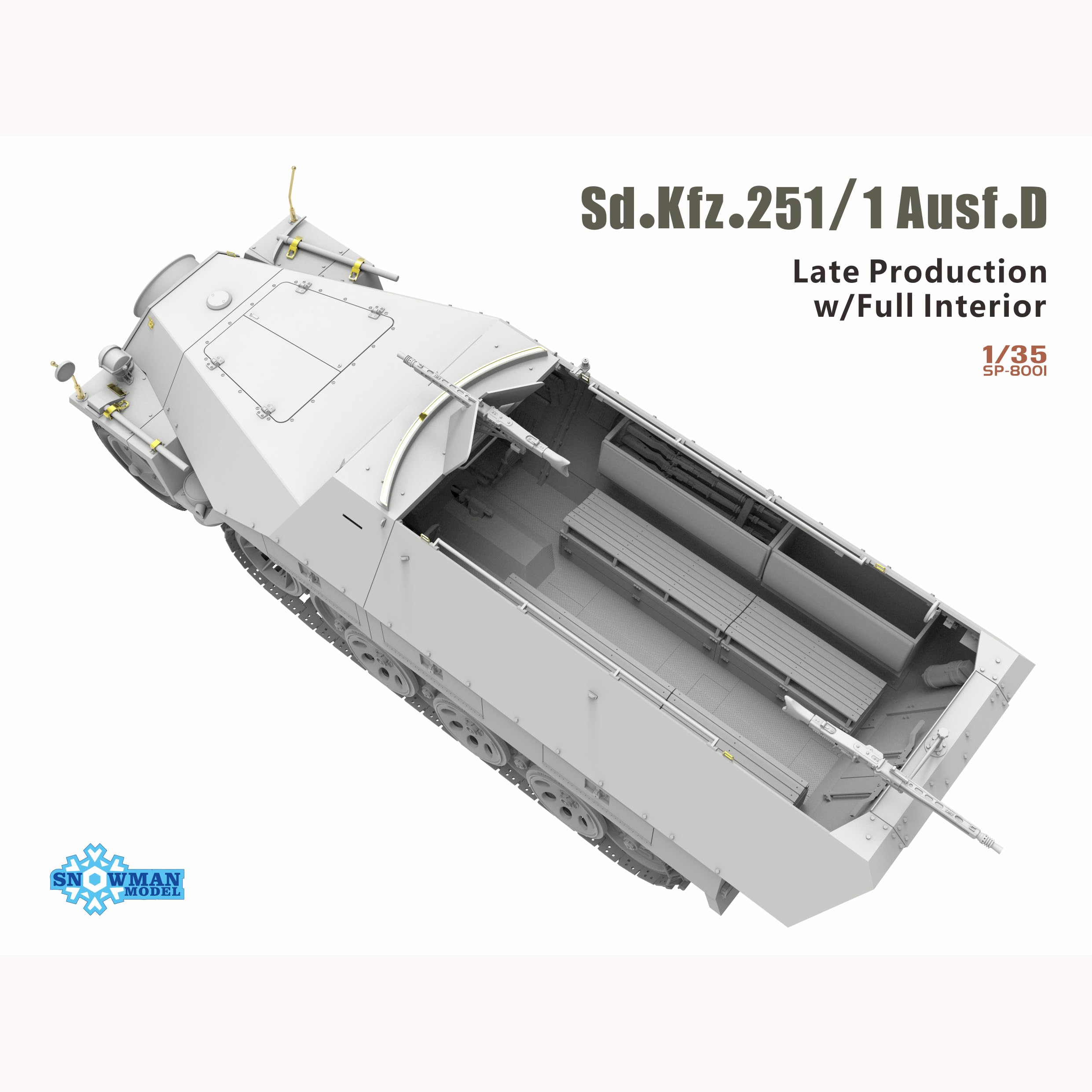 花田制造 Snow Man Sd.Kfz.251/1 Ausf.D Late Production 1/35 Scale Model Kit with Full Interior, GMHS 2024 Special Edition Soldier Model