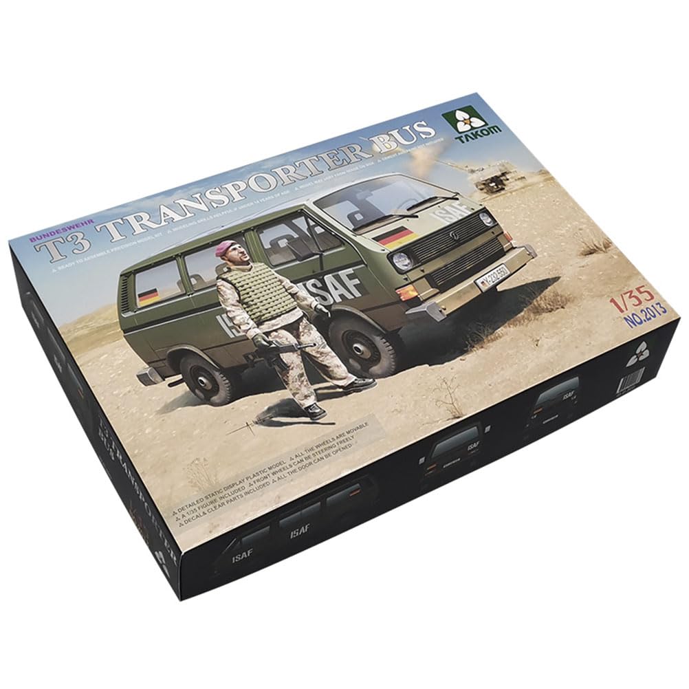花田制造 TAKOM No.2013 Bundeswehr 1/35 Scale T3 Transporter Bus Model Kit, German Military Vehicle