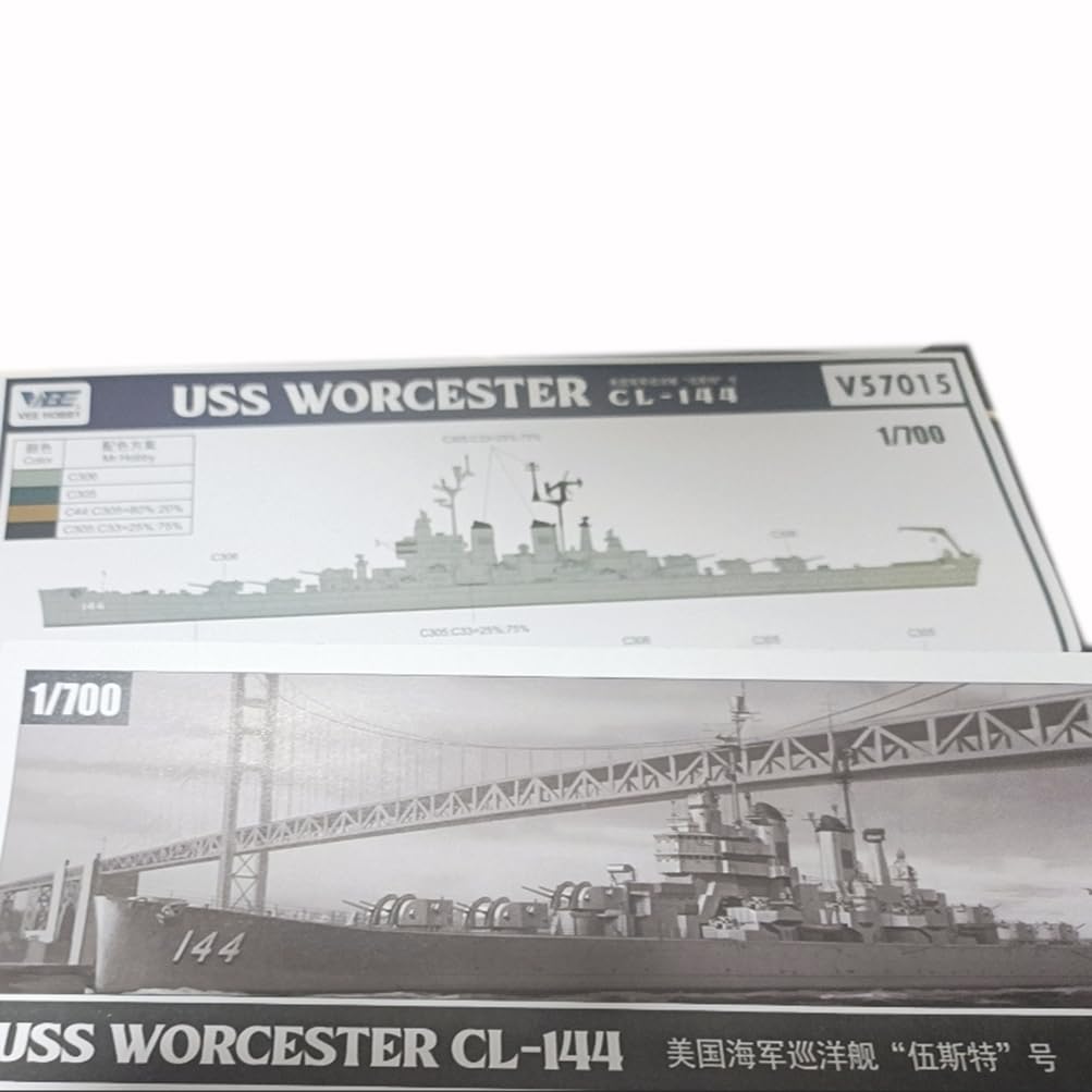 花田制造 VEE Hobby V57015 USS Worcester CL-144 Model Kit, 1/700 Scale, Military Ship
