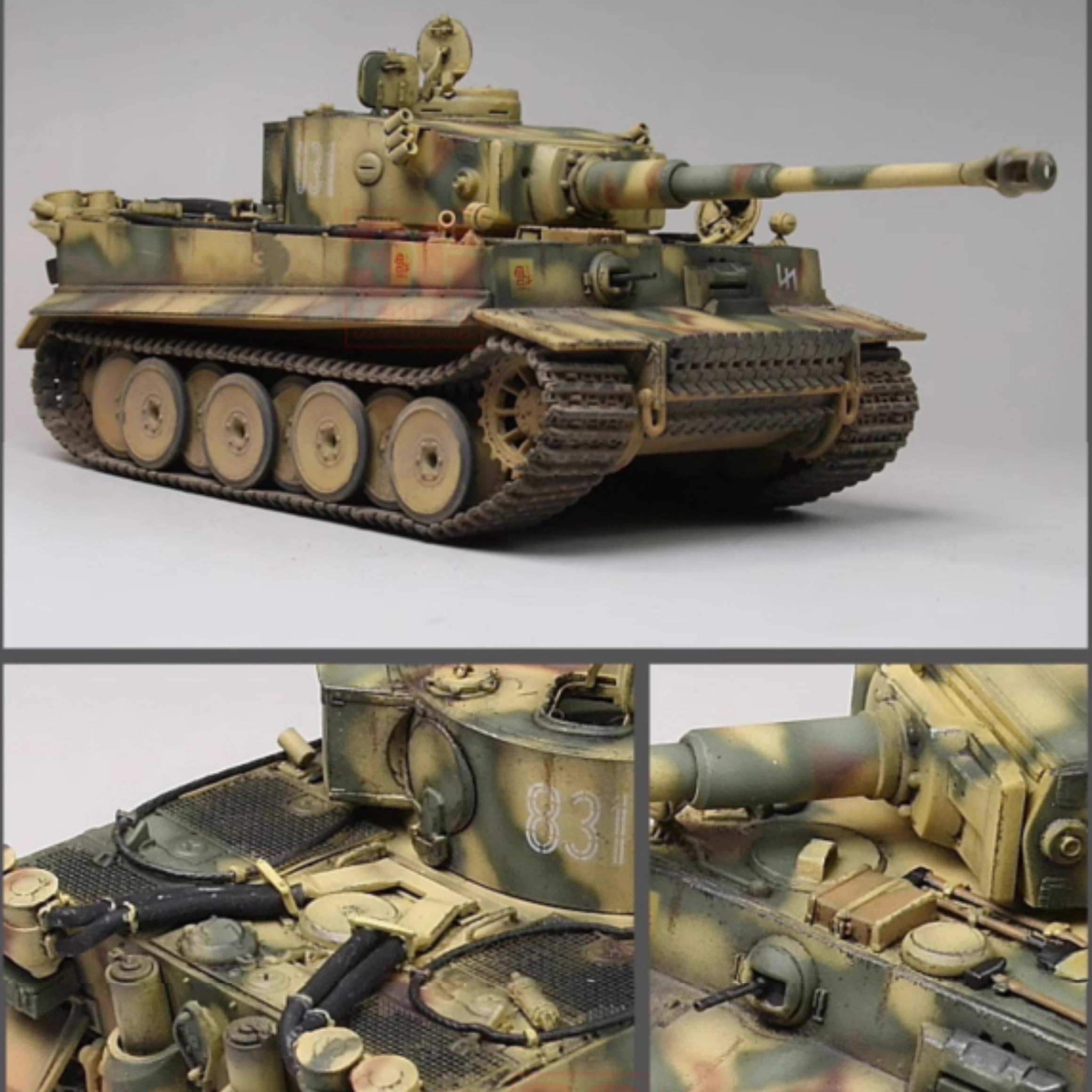 花田制造 Vespid Models Tiger I Early Production 1/72 Scale Model Kit, Military Tank with Metal Barrel, Track Links, Decals, and PE Parts