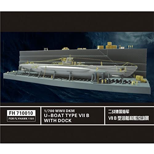 FLYHAWK FH1101 Flyhawk Model 1/700 U Boat Type VIIB U-48 with Dock Plastic Model Etched Parts Masking Sheet