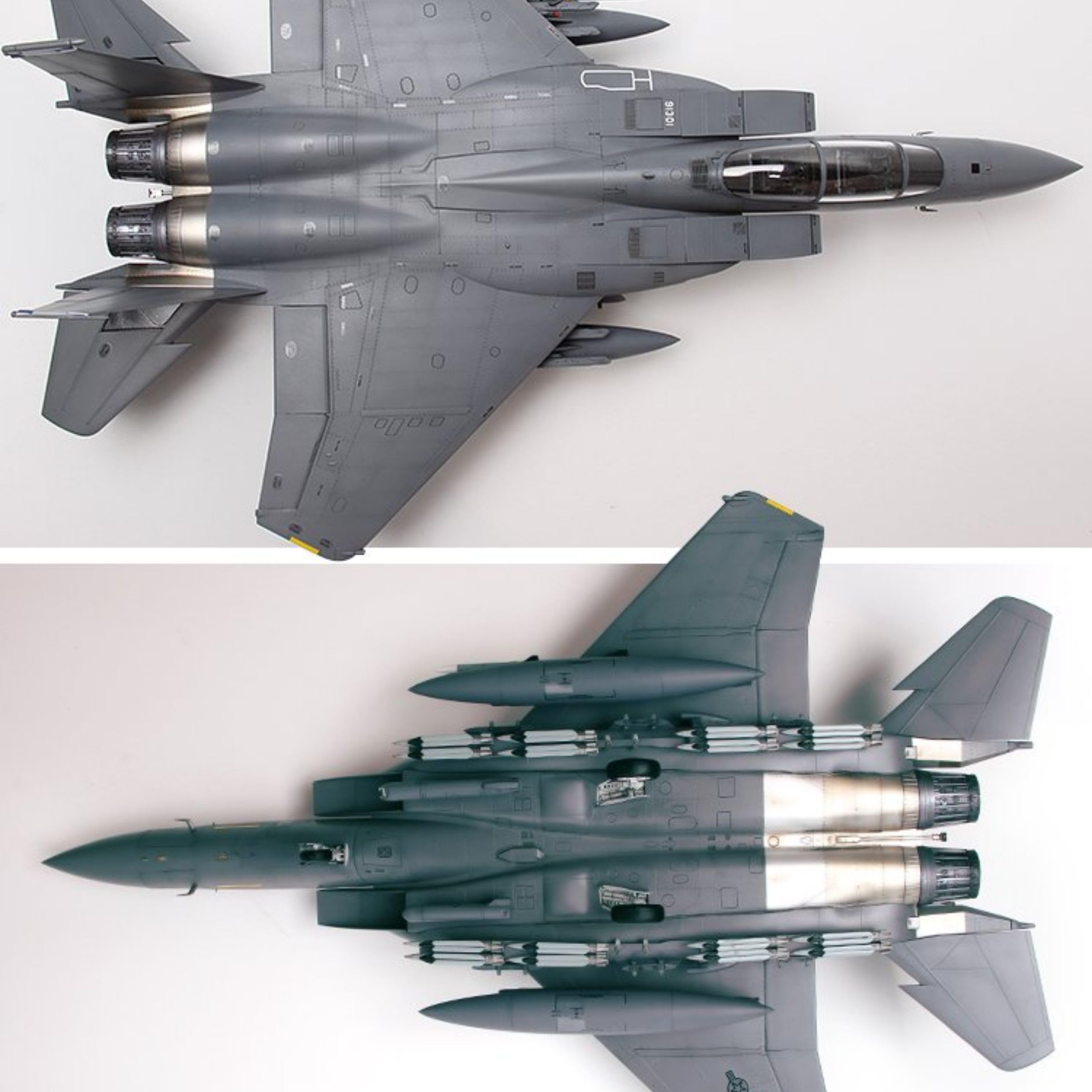 花田制造 GWH L4822 F-15E Strike Eagle Dual Roles Fighter Model Kit, 1/48 Scale Military Aircraft with Ground Attack Weapons, Grey Plastic Assembly Kit
