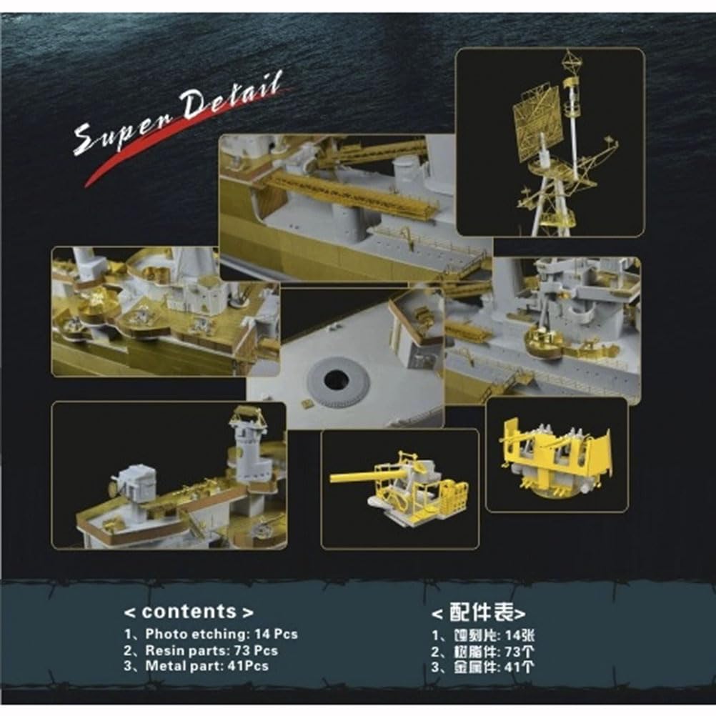 FLYHAWK FH350113(14PCS) for Trumpeter 05326 1/350 WW2 USS Heavy Cruiser Indianapolis CA-35 Photoetch Enhancement Parts Photoetch Set Etched Parts Battleship Model Kits Super Detail