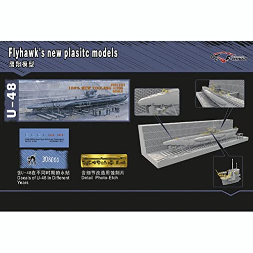 FLYHAWK FH1101 Flyhawk Model 1/700 U Boat Type VIIB U-48 with Dock Plastic Model Etched Parts Masking Sheet
