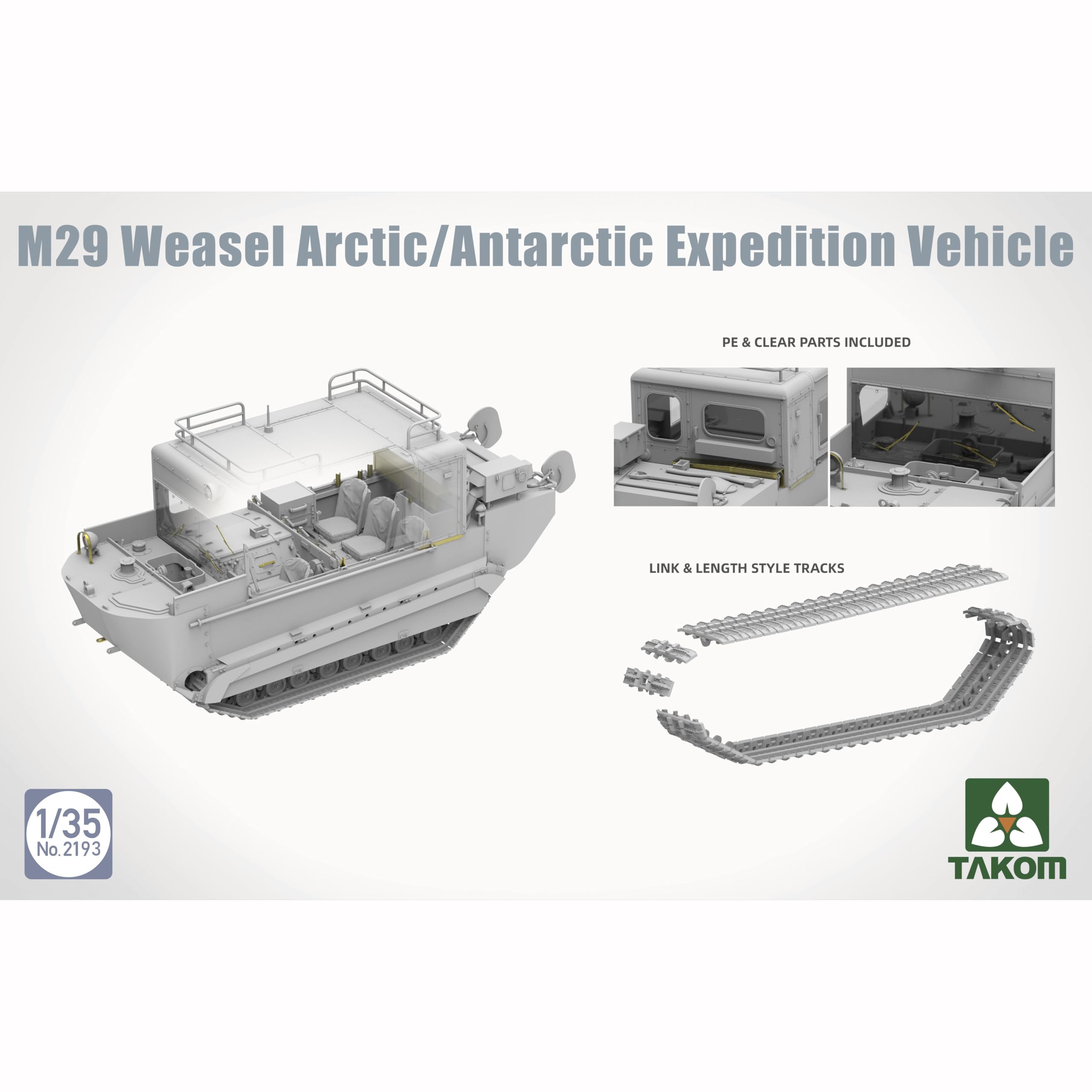 花田制造 Takom No. 2193 M29 Weasel Arctic/Antarctic Expedition Vehicle, 1/35 Scale Model Kit