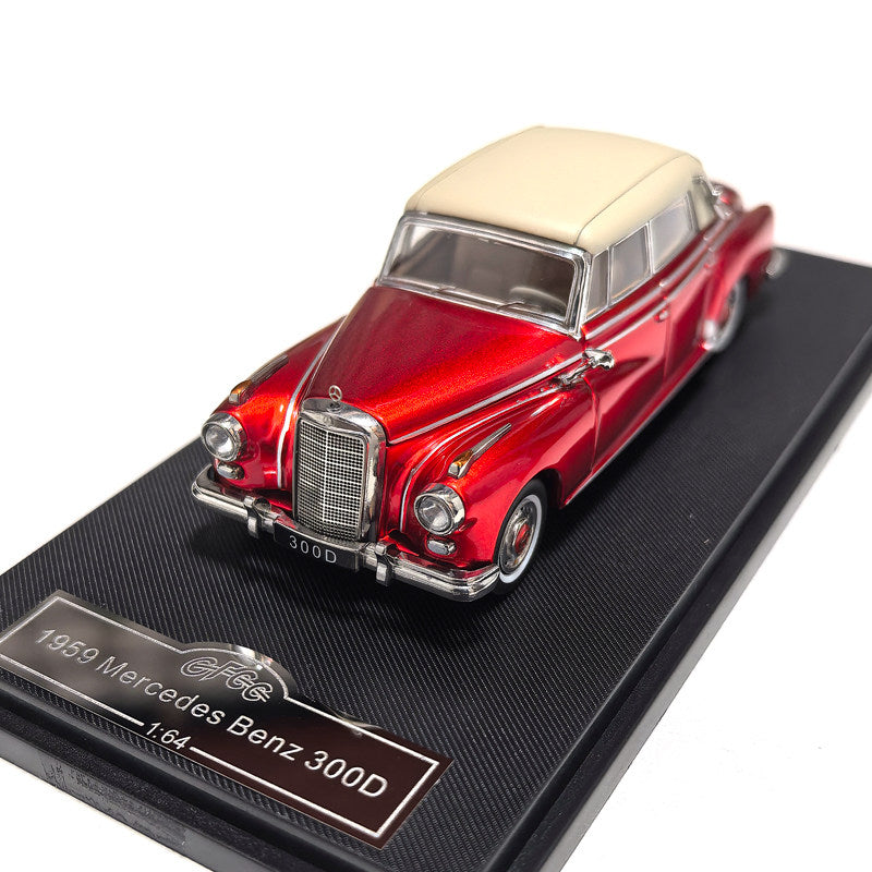 1959 Mercedes-Benz 300D Die-Cast Model Car, 1/64 Scale Collectible with Display Base, red