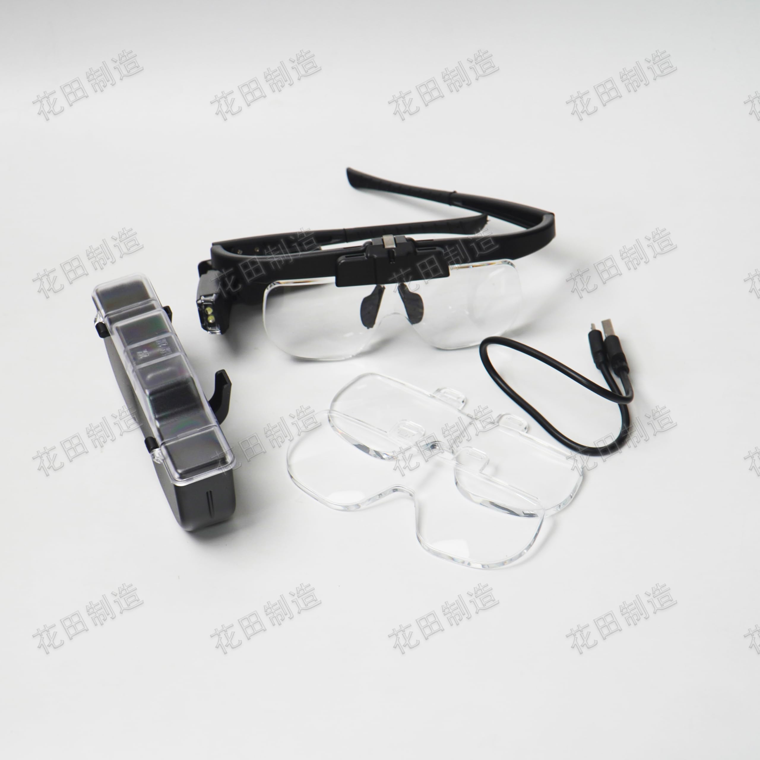 Magnifying Glasses with Light, Head Mount Magnifier with 3 Lenses, Headband, Storage Case, Hands Free LED Lighted Head Magnifying Visor for Close Work Hobby Crafts