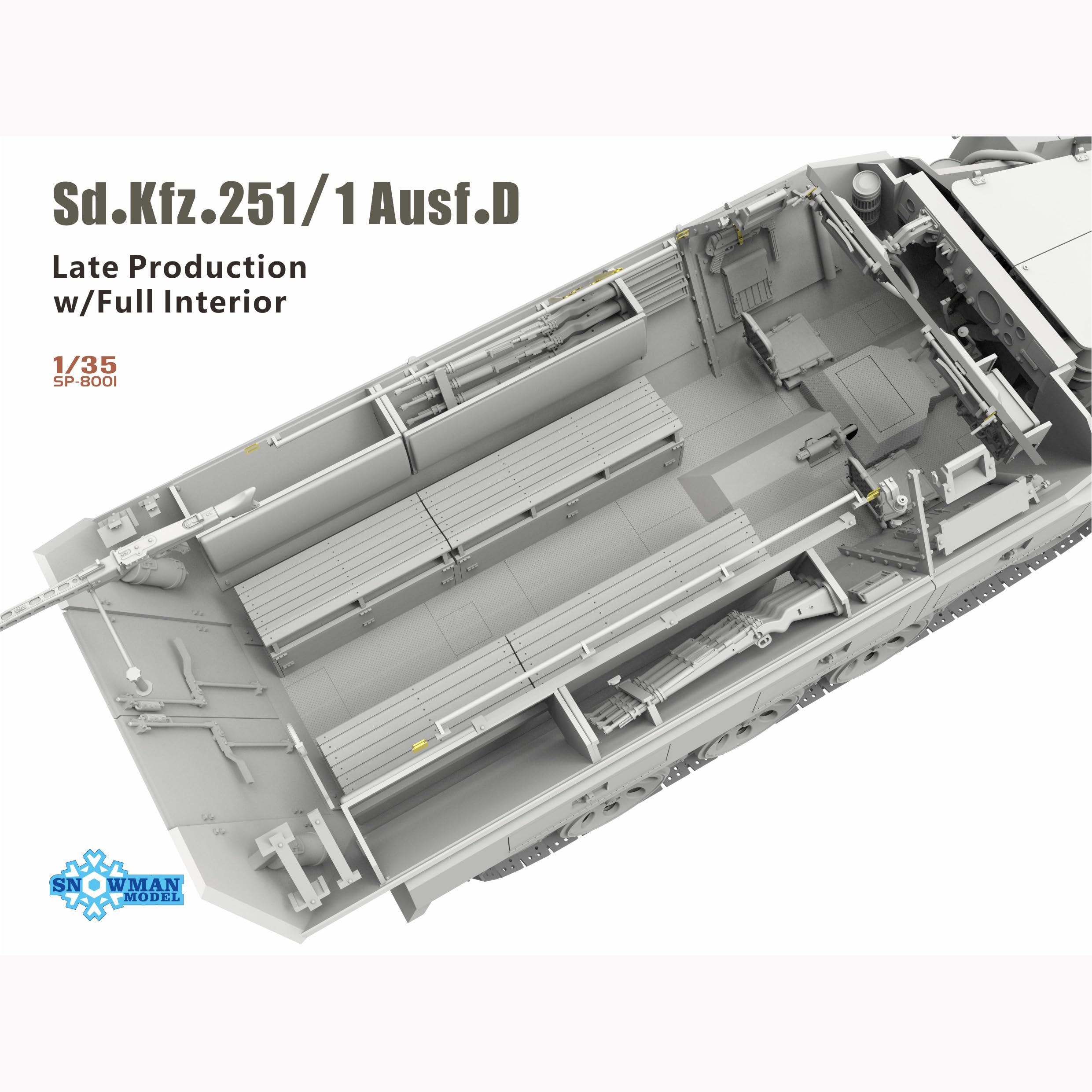 花田制造 Snow Man Sd.Kfz.251/1 Ausf.D Late Production 1/35 Scale Model Kit with Full Interior, GMHS 2024 Special Edition Soldier Model