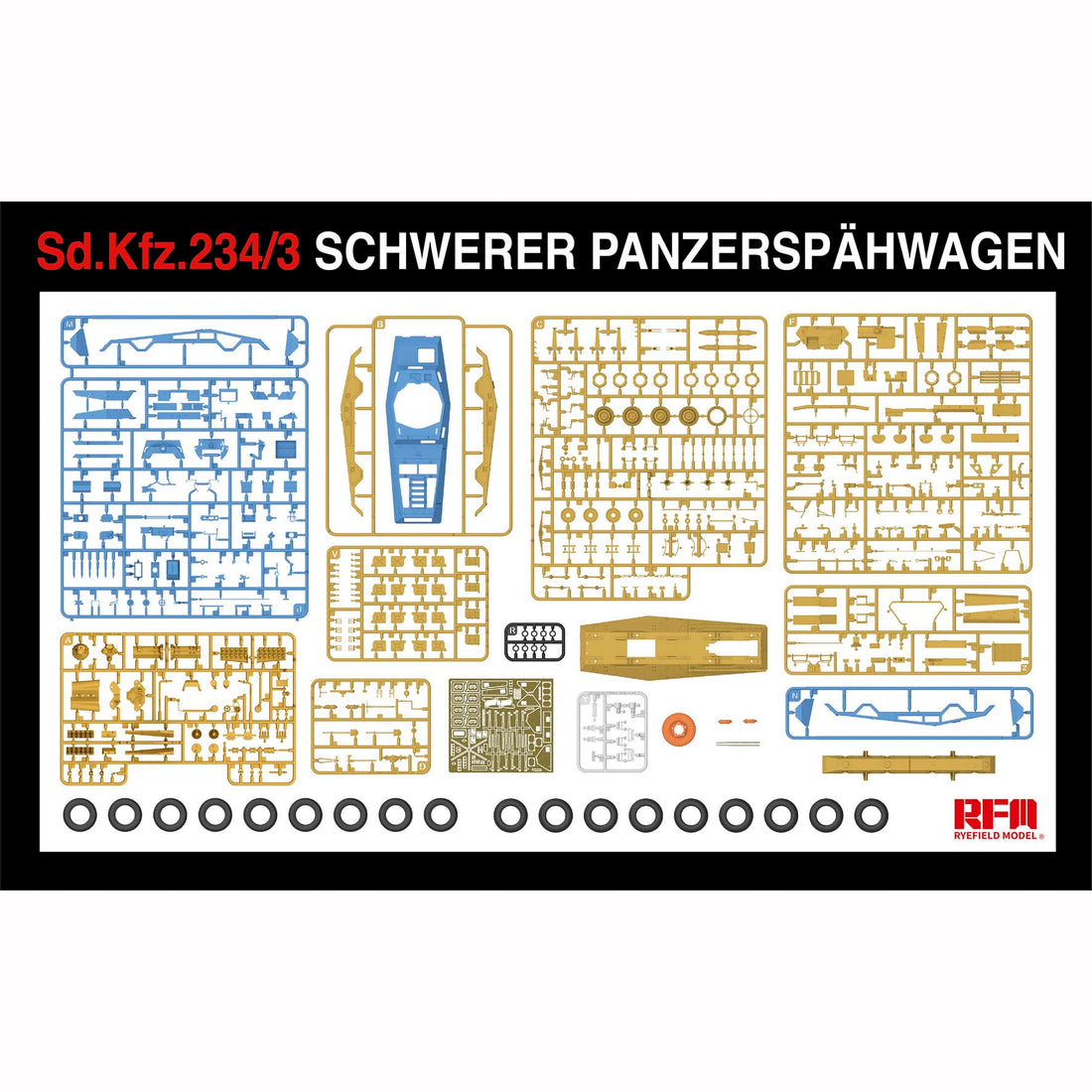 花田制造 RFM Sd.Kfz.234/3 Schwerer Panzerspahwagen, 1/35 Scale Military Model Kit, with Interior Details