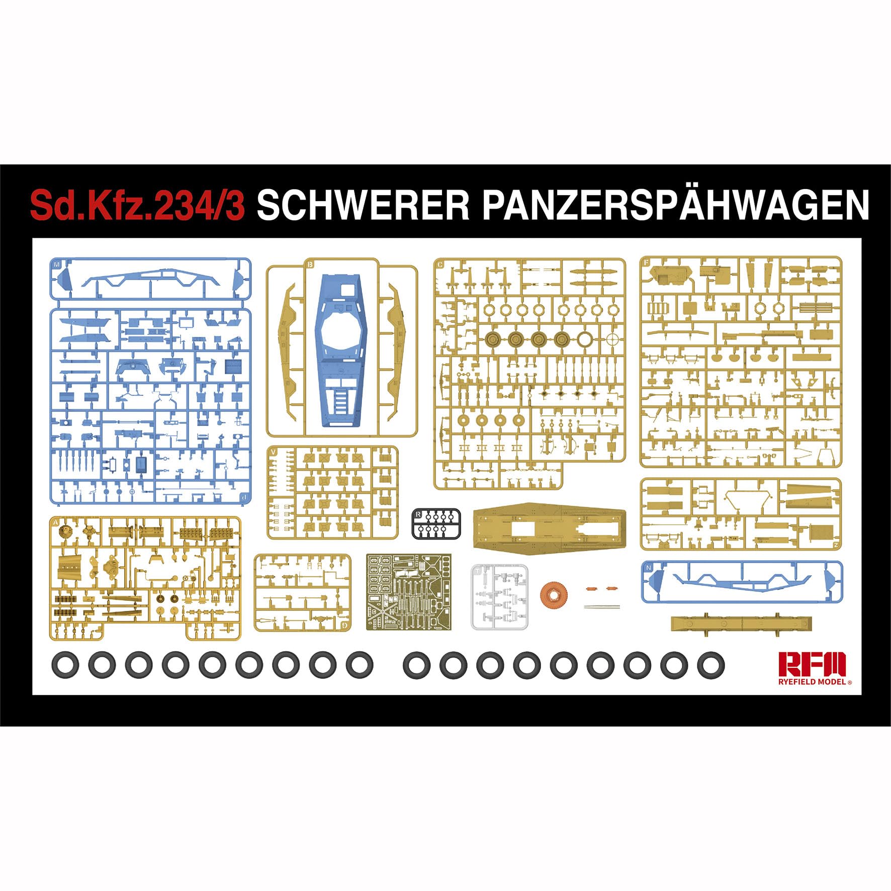 花田制造 RFM Sd.Kfz.234/3 Schwerer Panzerspahwagen, 1/35 Scale Military Model Kit, with Interior Details
