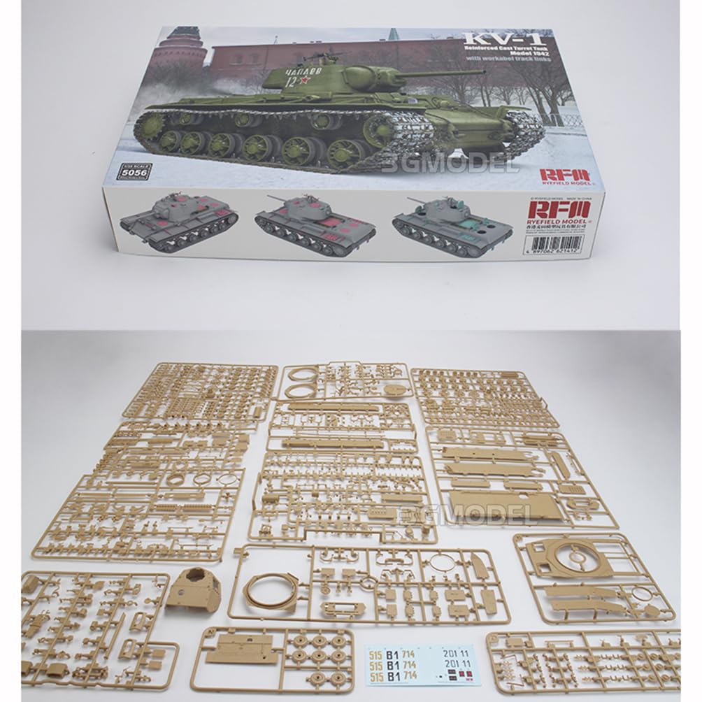 花田制造 RFM RM-5056 KV-1 Reinforced cast Turret Tank Model Kit, 1:35 Scale, 1942 Version with Workable Track Links，Soviet Heavy Tank Model