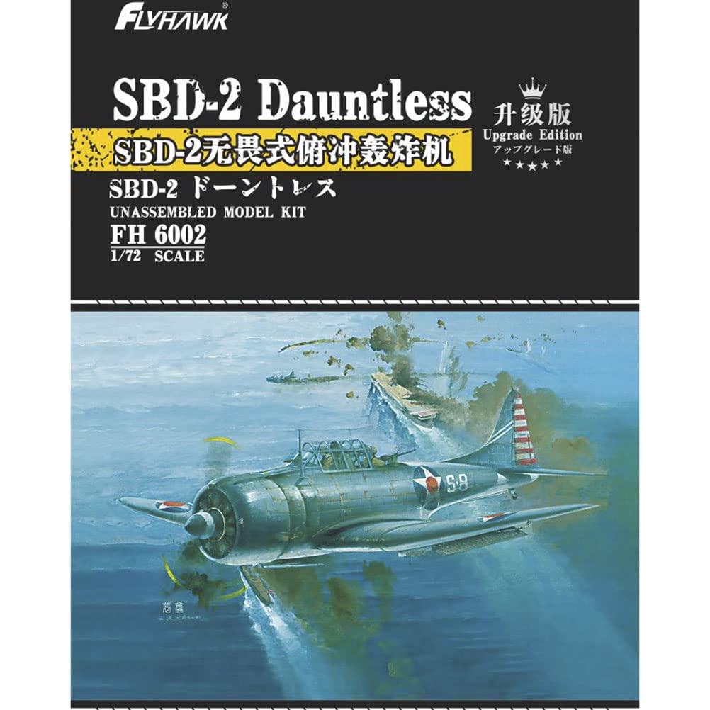 花田制造 Flyhawk SBD-2 Dauntless 1/72 Scale Model Kit, Upgrade Edition with Bonus Painting Mask, Sagged Wheels and Poster, FH 6002