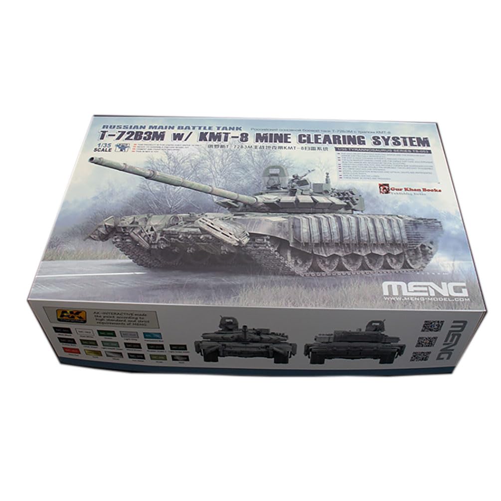 花田制造 Meng TS-053S Russian Main Battle Tank T-72B3M with KMT-8 Mine Clearing System Model Kit，1/35 Scale