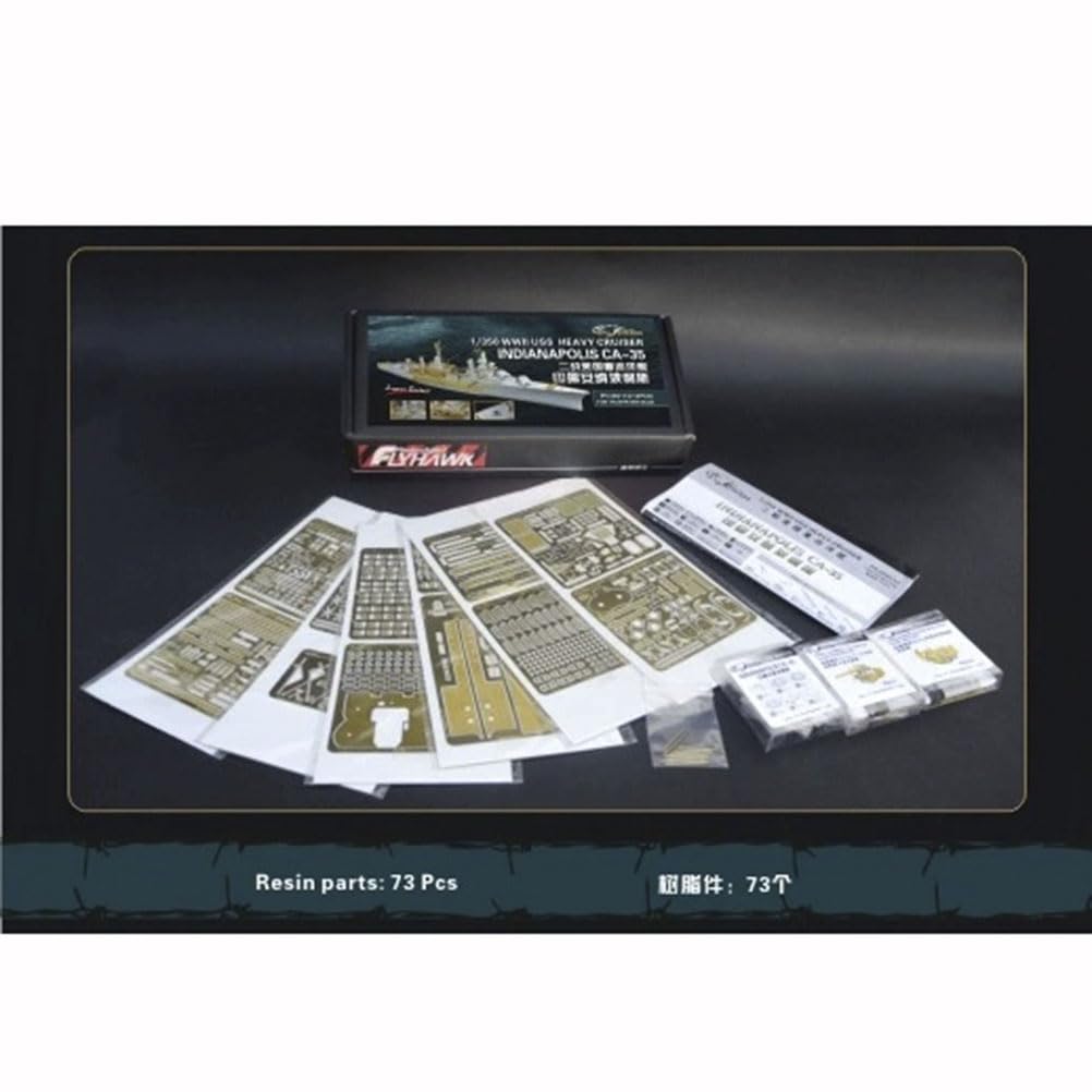 FLYHAWK FH350113(14PCS) for Trumpeter 05326 1/350 WW2 USS Heavy Cruiser Indianapolis CA-35 Photoetch Enhancement Parts Photoetch Set Etched Parts Battleship Model Kits Super Detail
