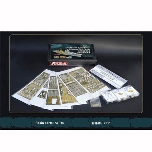 FLYHAWK FH350113(14PCS) for Trumpeter 05326 1/350 WW2 USS Heavy Cruiser Indianapolis CA-35 Photoetch Enhancement Parts Photoetch Set Etched Parts Battleship Model Kits Super Detail