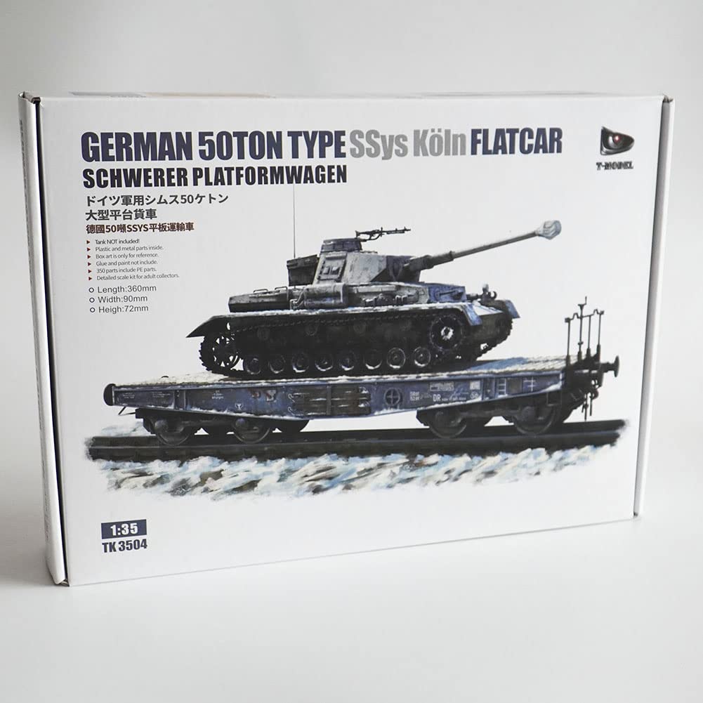 花田制造 German 50TON Type SSys Koln FLATCAR Schwerer PLATFORMWAGEN 1/35 TK 3504 Plastic Model