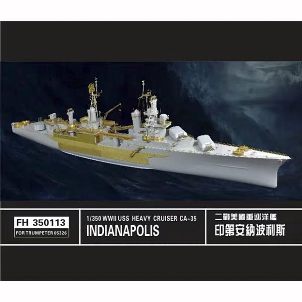 FLYHAWK FH350113(14PCS) for Trumpeter 05326 1/350 WW2 USS Heavy Cruiser Indianapolis CA-35 Photoetch Enhancement Parts Photoetch Set Etched Parts Battleship Model Kits Super Detail