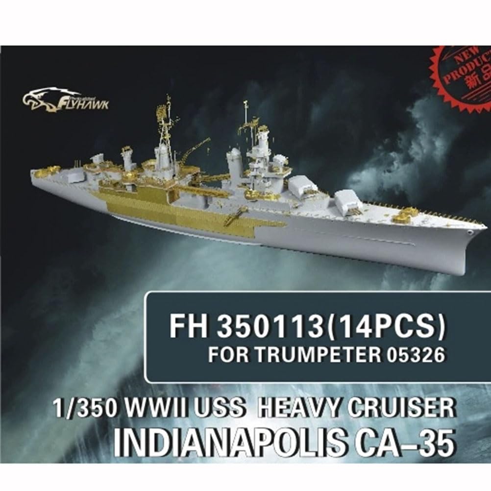 FLYHAWK FH350113(14PCS) for Trumpeter 05326 1/350 WW2 USS Heavy Cruiser Indianapolis CA-35 Photoetch Enhancement Parts Photoetch Set Etched Parts Battleship Model Kits Super Detail