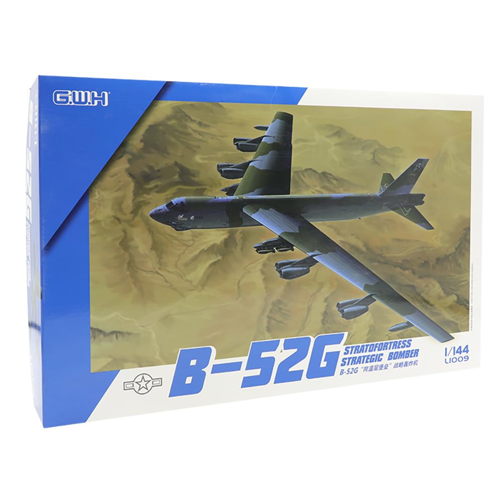 花田制造 GWH L1009 B-52G Stratofortress Strategic Bomber Model Kit, 1/144 Scale Military Aircraft, Grey Plastic Assembly Kit with Decals