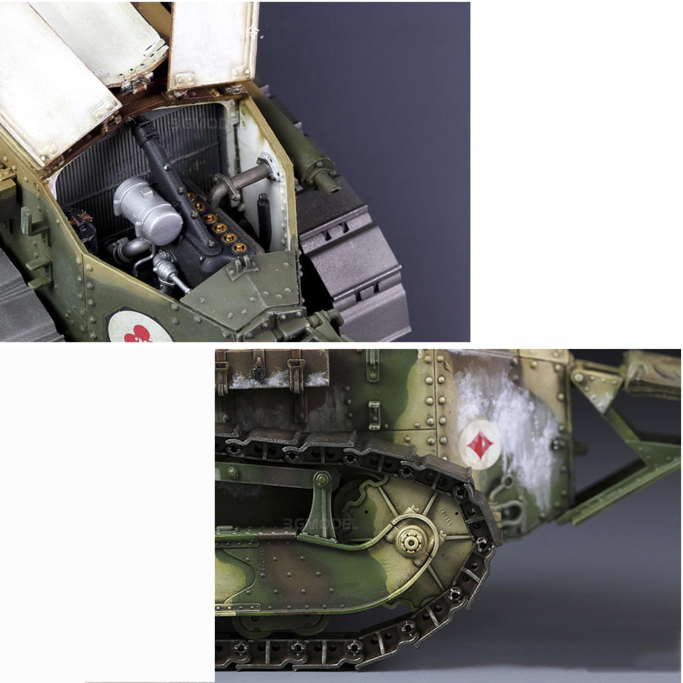 花田制造 Meng TS-008 French FT-17 Light Tank (CAST Turret), 1/35 Scale Military Model Kit, Full INTERIORS
