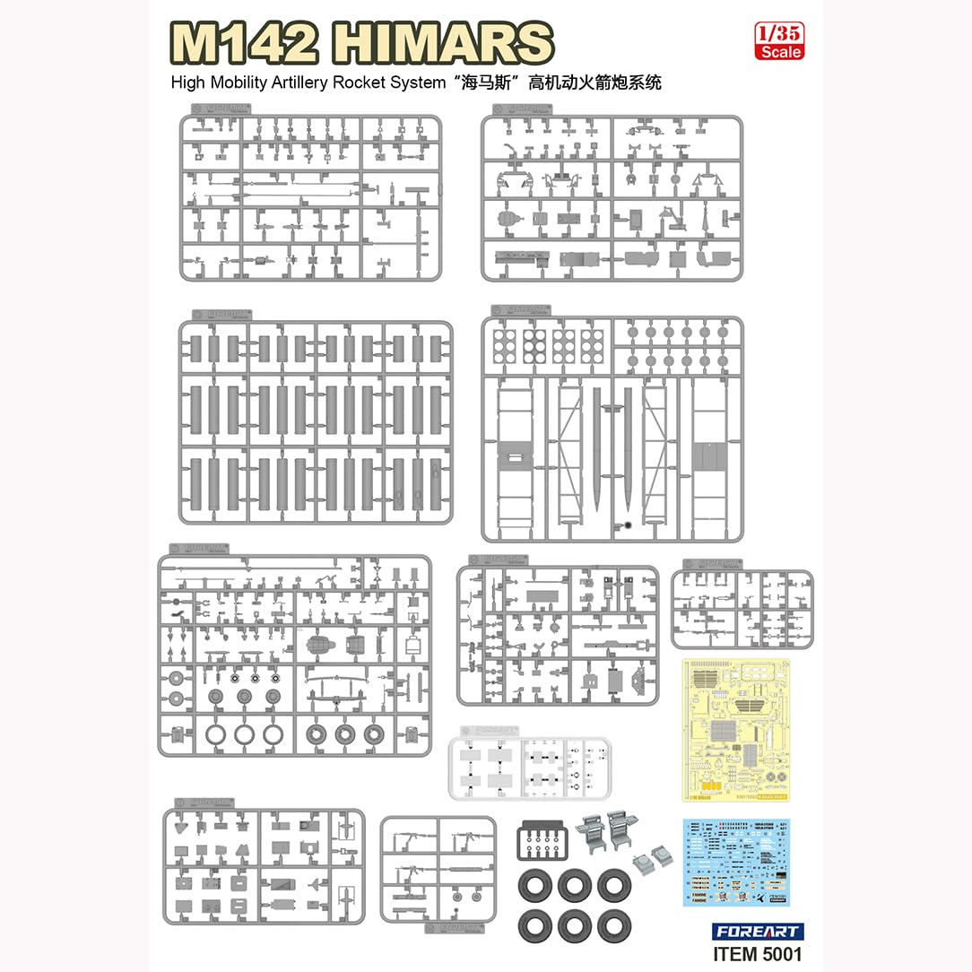 FOREART 5001 M142 HIMARS High Mobility Artillery Rocket System 1/35 Scale Model Kit