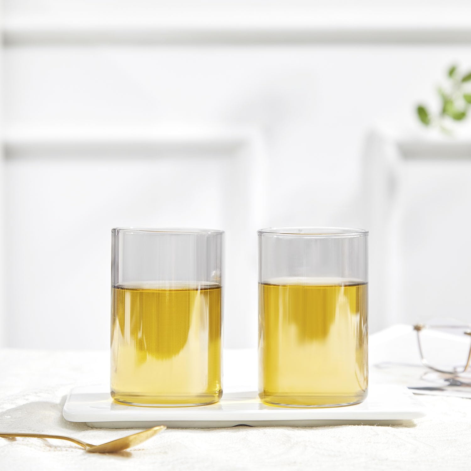 Drinking Glasses Set of 2 Clear Grey glassware ,glass Cups for Cocktails, Water, Juice, Beer, Stemless Rocks Glasses for Wine and Whiskey Drinks Iced Coffee Cup, Decor, mothers day gift,300ml/10oz