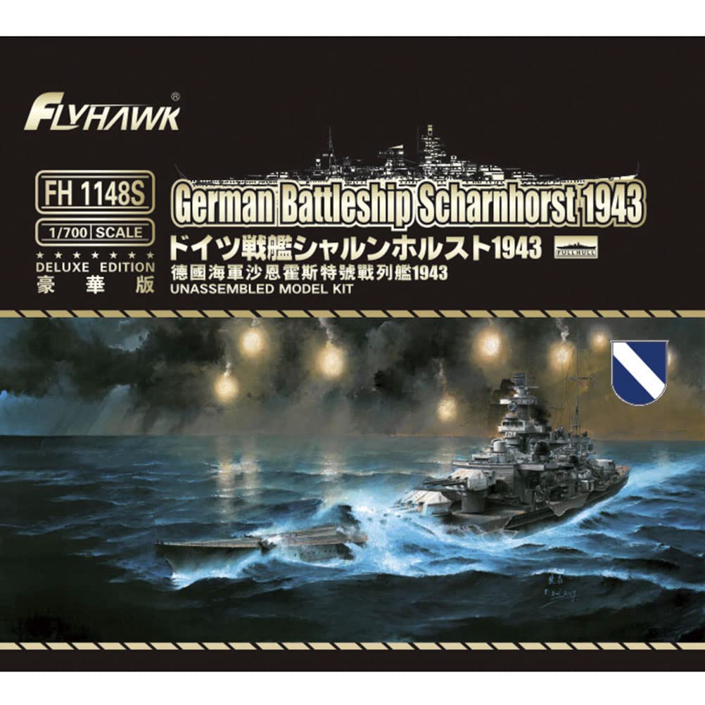 花田制造 Flyhawk FH1148S 1/700 German Battleship SCHARNHORST 1943 Deluxe Edition Plastic Model Kit