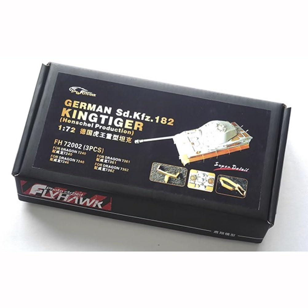 花田制造 FLYHAWK German Sd.Kfz.182 KINGTIGER (Henschel Production) FH72002 (3PCS) for Dragon 7240/7361/7362/7236 Photoetch Enhancement Parts Photoetch Set Etched Parts Tank Model Kits Super Detail