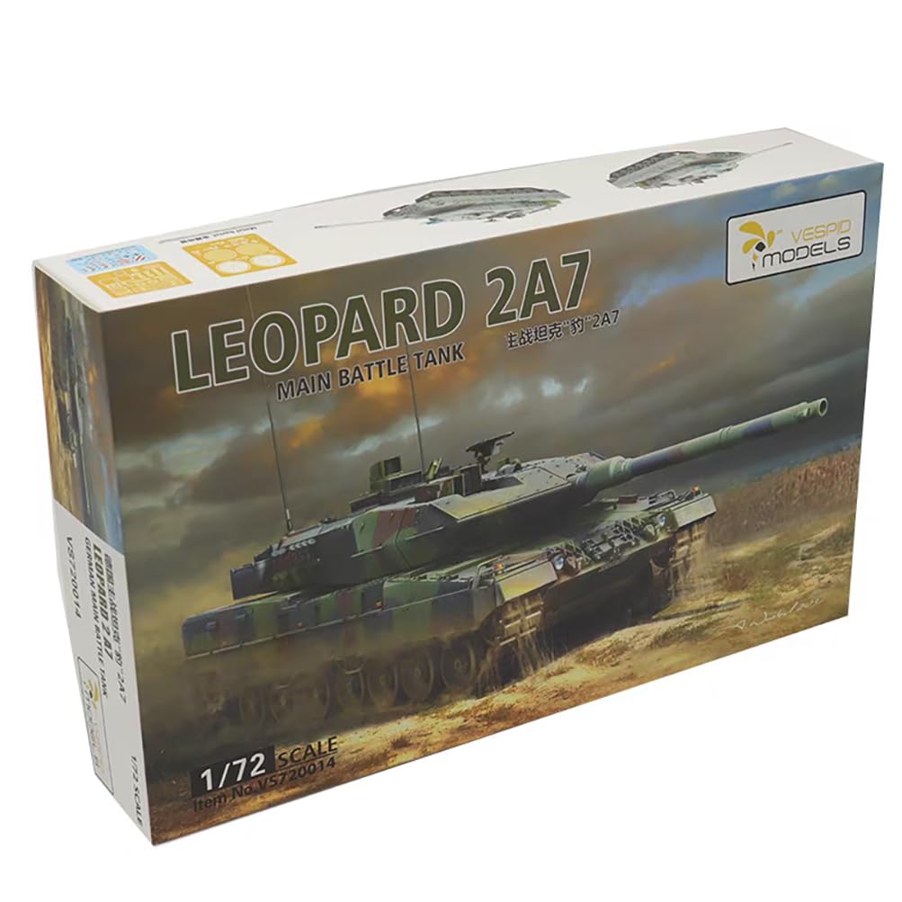 花田制造 VESPID Models VS720014 Leopard 2A7 German Main Battle Tank Model Kit, 1/72 Scale, Military Assembly Kit with Metal Barrel and Photo-Etched Parts