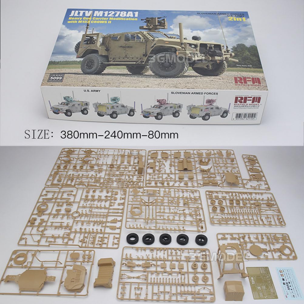花田制造 RFM5099 JLTV M1278A1 Heavy Gun Carrier Modification with M153 Crows II Military Vehicle Model Kit, 1/35 Scale,Slovenian Armed Forces U.S.Army 2in1