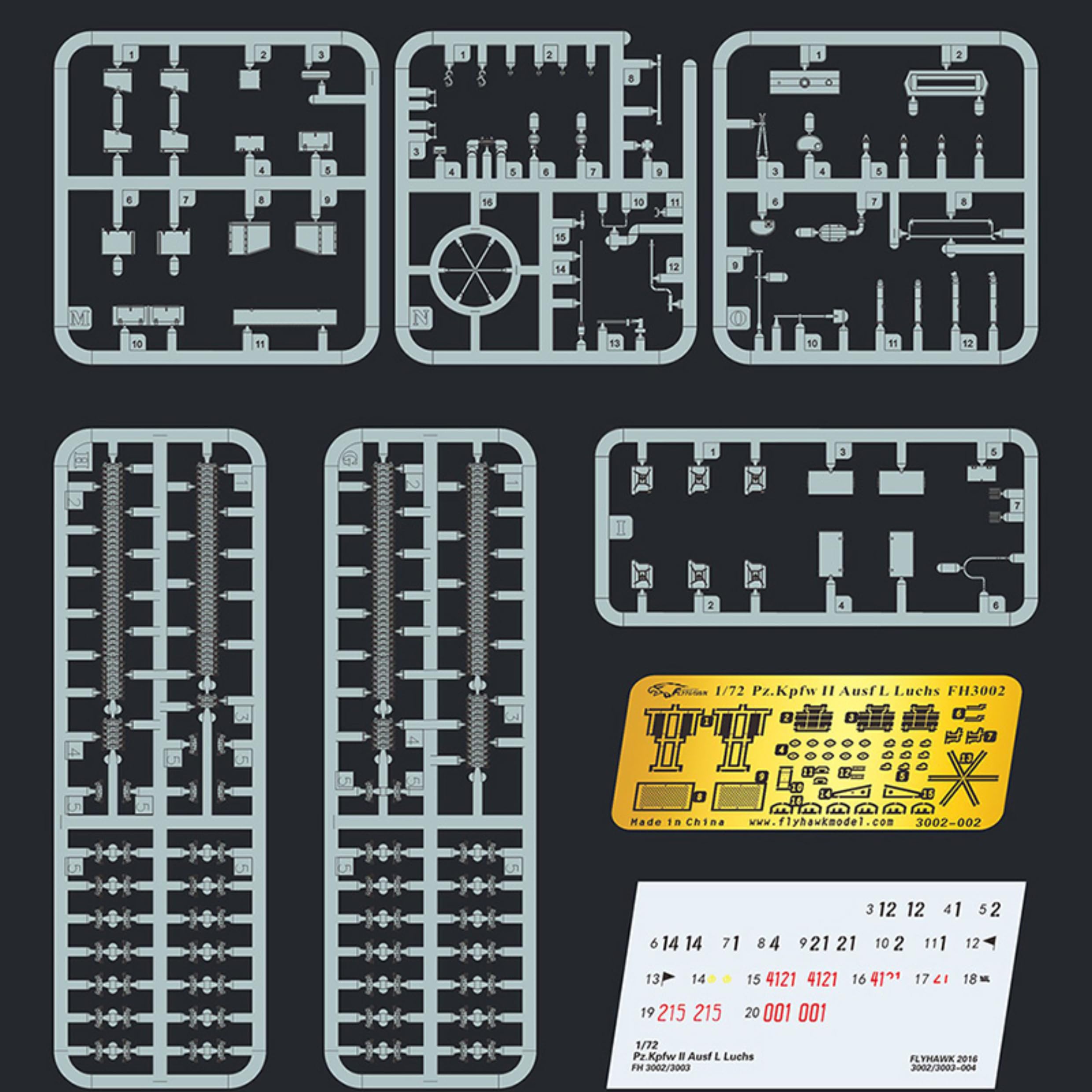 花田制造 Flyhawk FH3002C Pz.Kpfw II Ausf L Luchs German Tank, 1/72 Scale Collector's Edition Model Kit