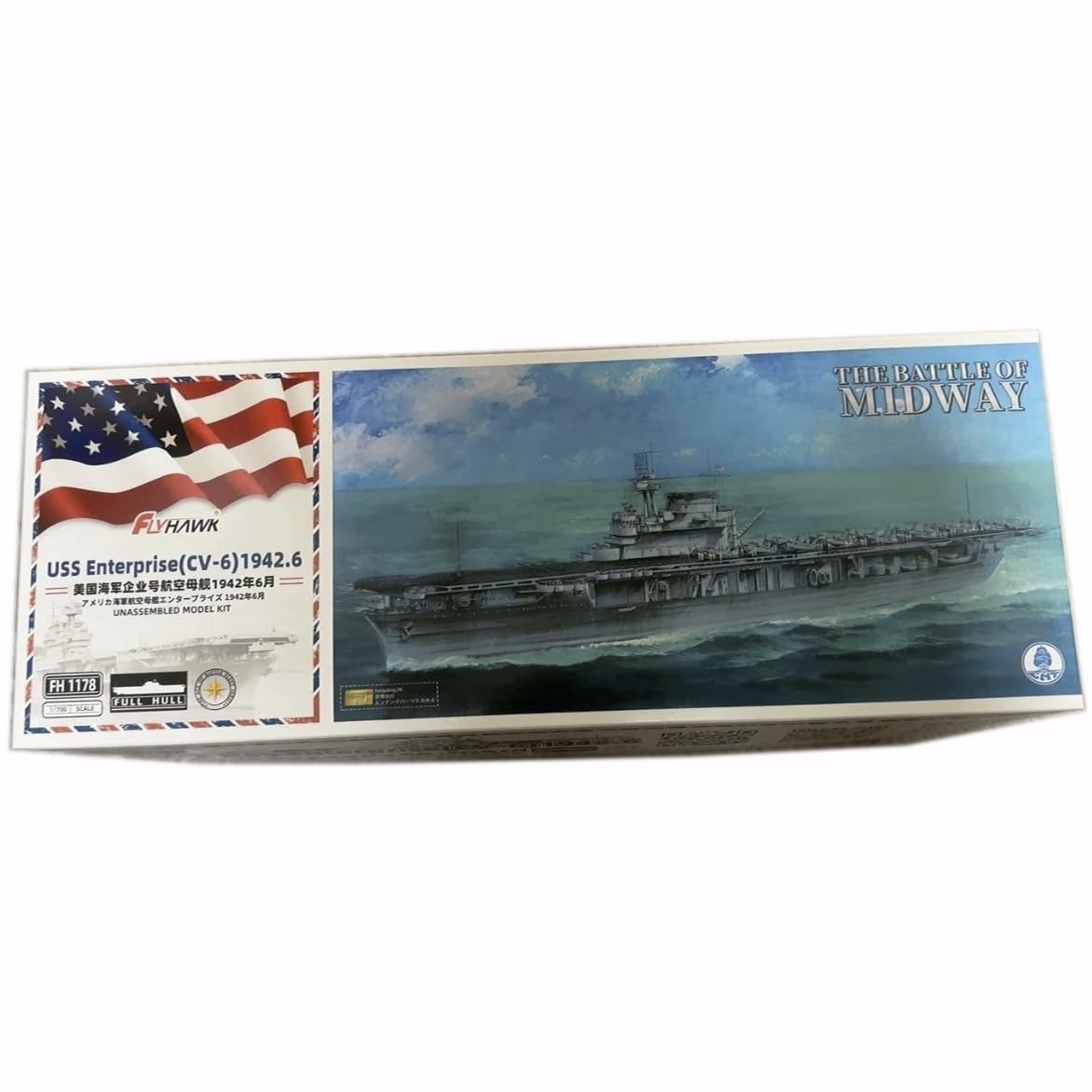 花田制造 Flyhawk FH1178 USS Enterprise CV-6 1942.6 Aircraft Carrier Model Kit, 1/700 Scale, The Battle of Midway