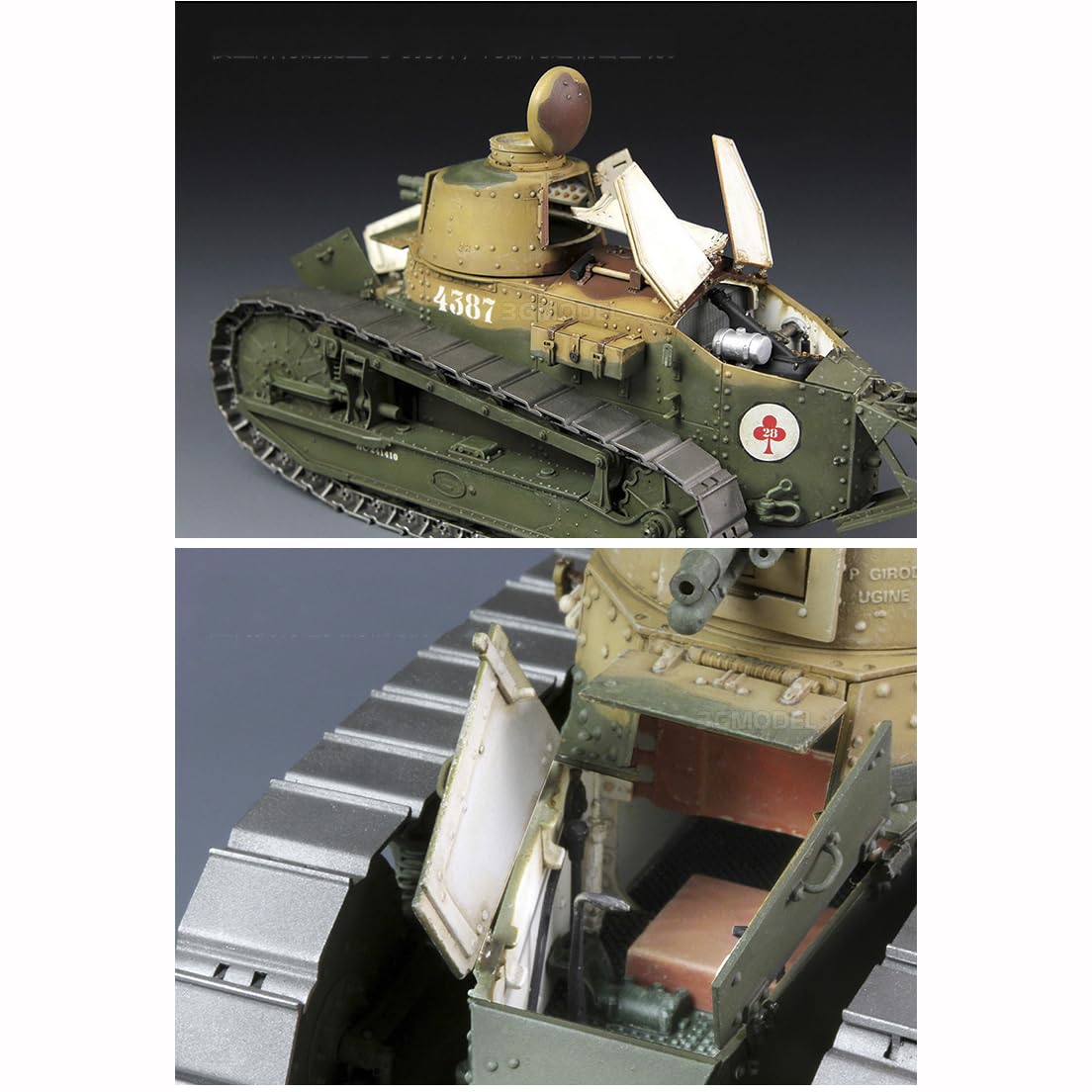 花田制造 Meng TS-008 French FT-17 Light Tank (CAST Turret), 1/35 Scale Military Model Kit, Full INTERIORS
