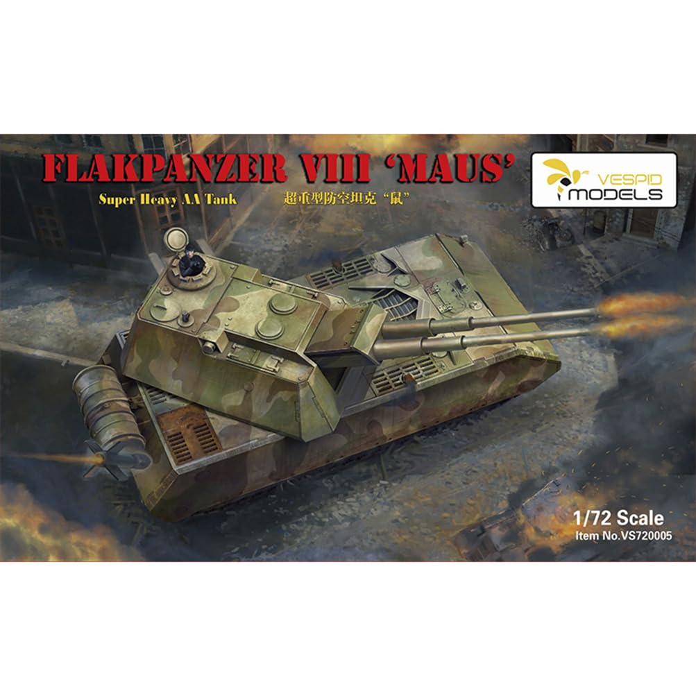 花田制造 Vespid Models VS720005 Flakpanzer VIII Maus Super Heavy AA Tank, 1/72 Scale Military Model Kit