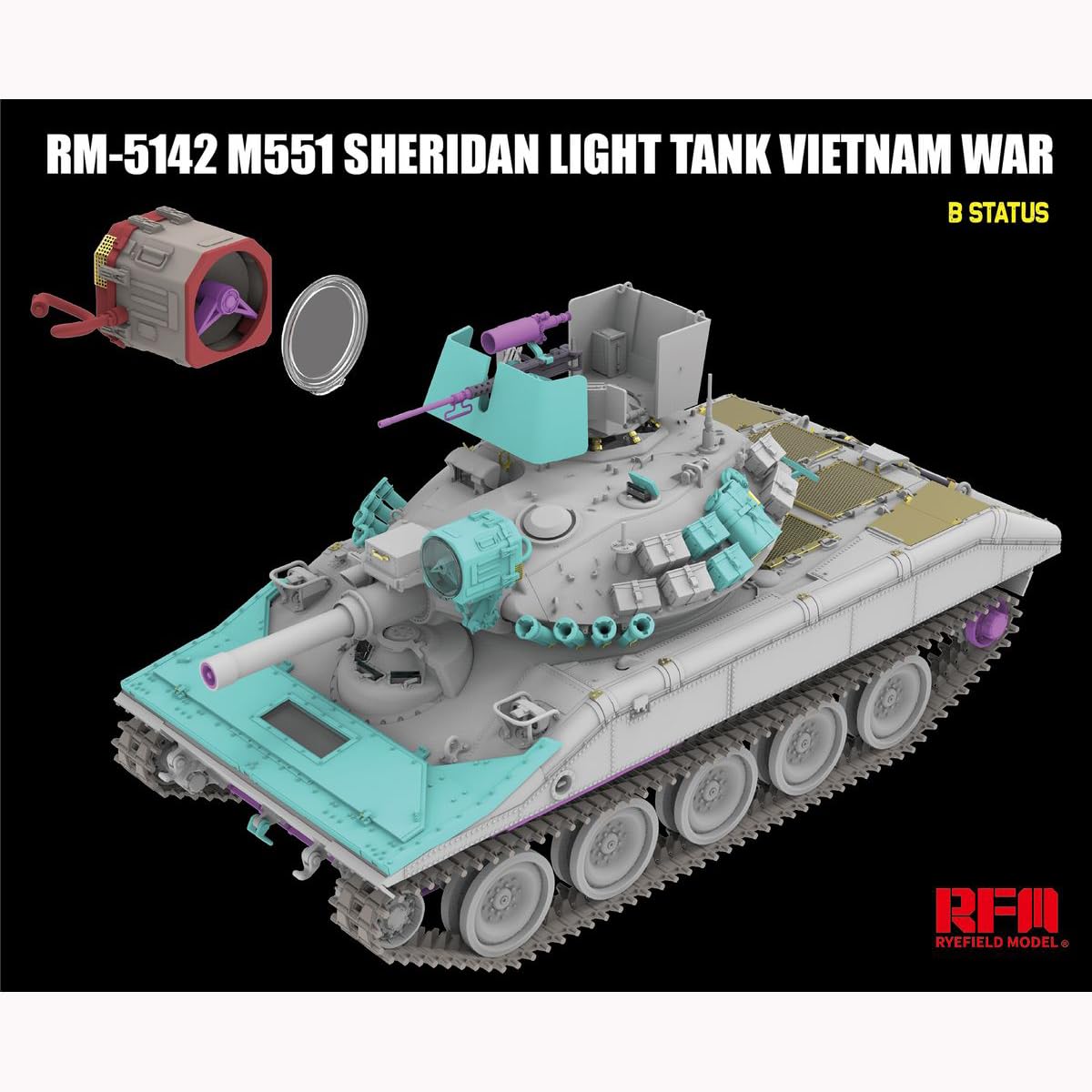 花田制造 RFM 5142 M551 Sheridan Light Tank Vietnam War, 1/35 Scale Military Model Kit, RyeField Model