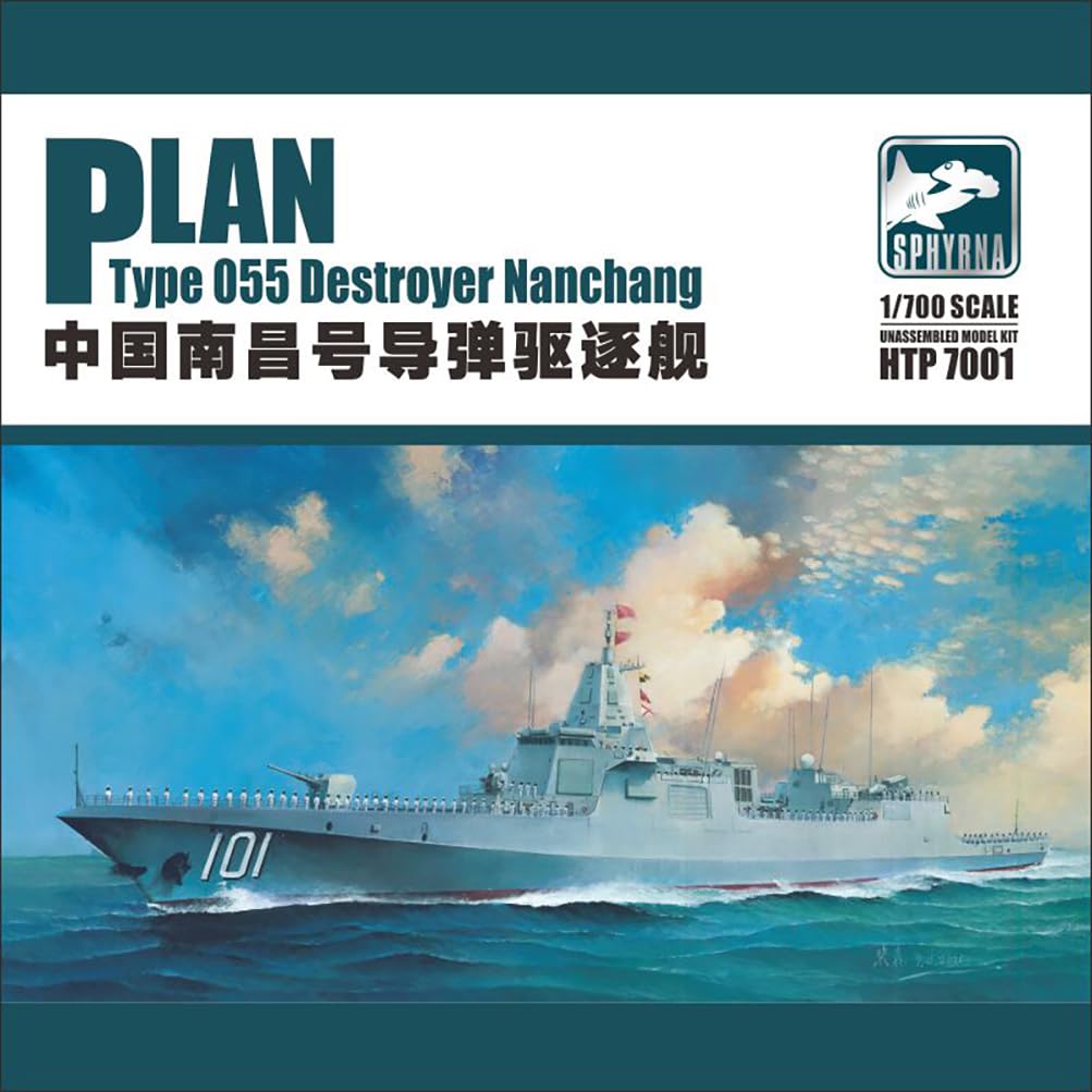 花田制造 FLYHAWK Sphyrna HTP 7001 Type 055 Destroyer Nanchang Model Kit, 1/700 Scale, Unassembled Military Ship