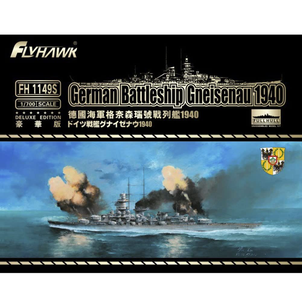 花田制造 Flyhawk FH1149S 1/700 German Battleship Gneisenau 1940 Deluxe Edition Plastic Model Kit