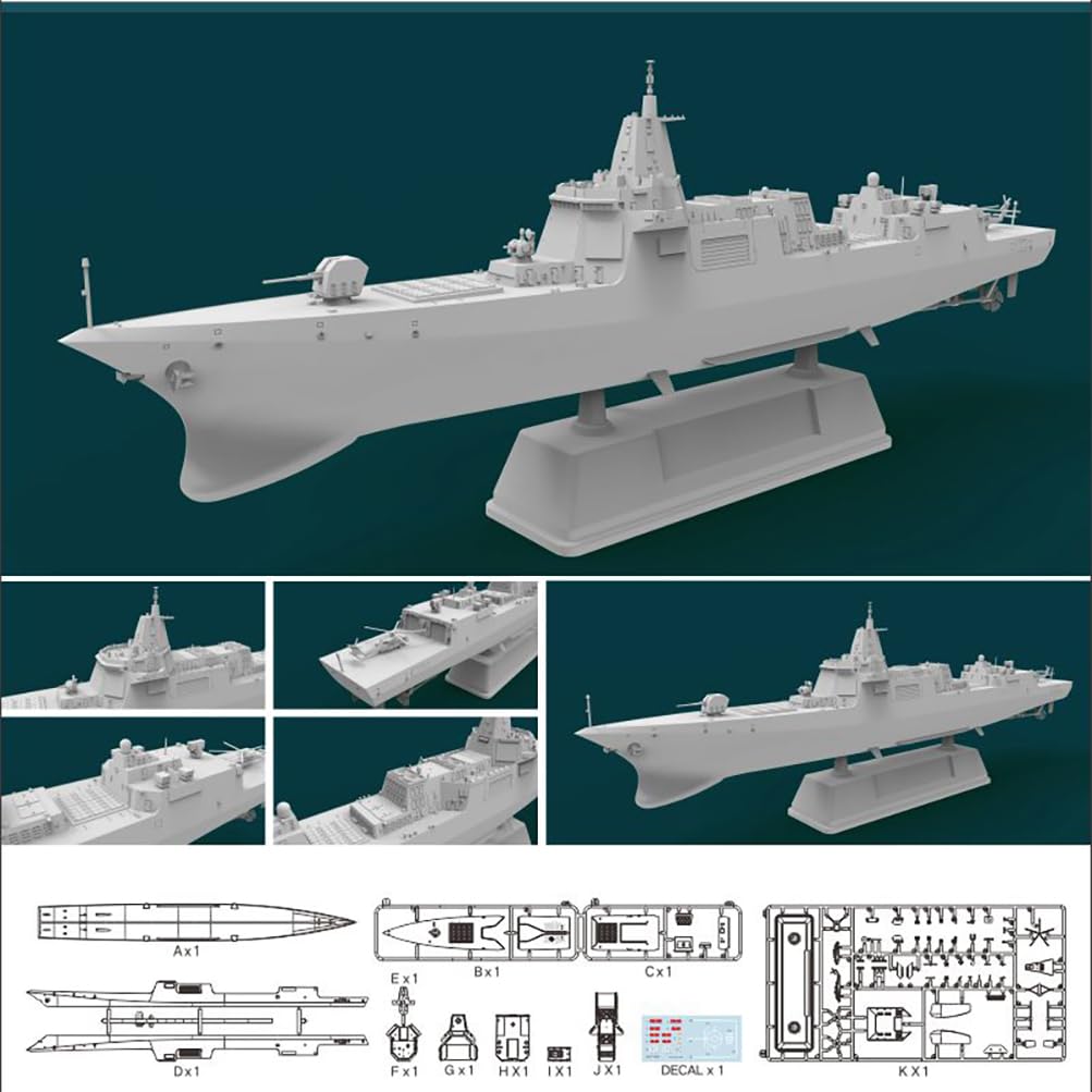 花田制造 FLYHAWK Sphyrna HTP 7001 Type 055 Destroyer Nanchang Model Kit, 1/700 Scale, Unassembled Military Ship