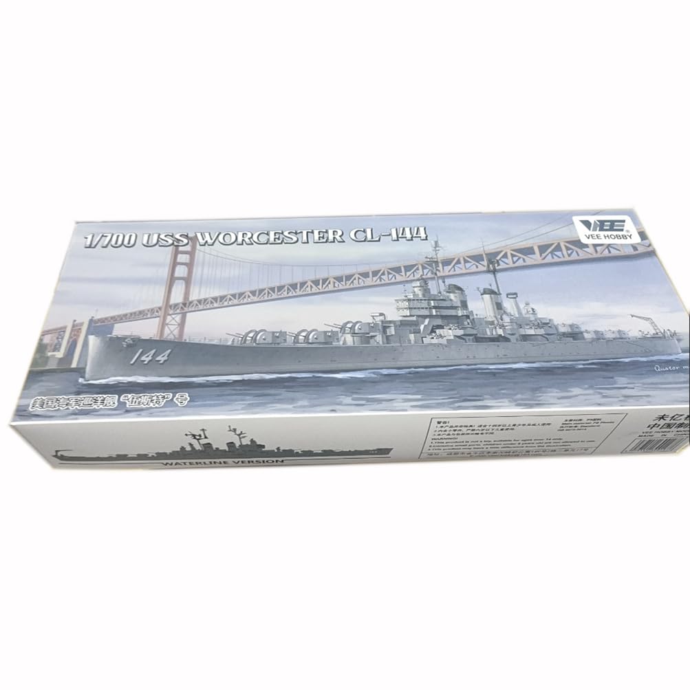 花田制造 VEE Hobby V57015 USS Worcester CL-144 Model Kit, 1/700 Scale, Military Ship