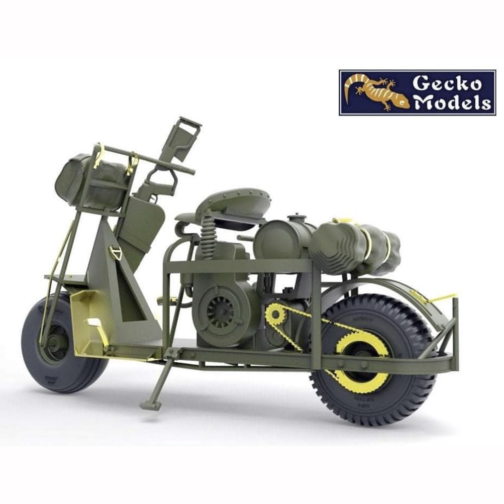 花田制造 Gecko Models 35GM0041 M53 Scooter Cushman w/John Wood M3A4 Utility Hand Cart Mod. 1943 & US Paratroopers (Set 1), 1/35 Scale Military Model Kit