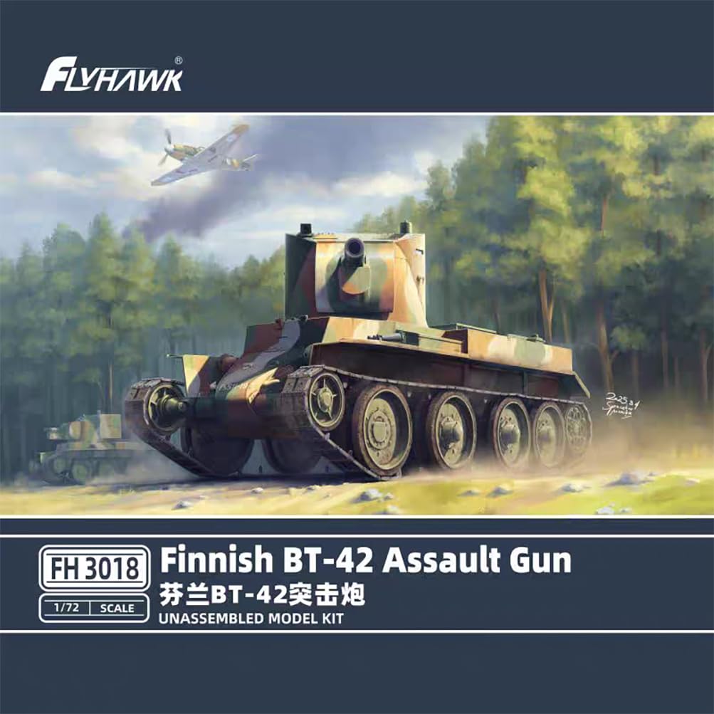 花田制造 Flyhawk FH3018 Finnish BT-42 Assault Gun, 1/72 Scale Military Model Kit, Unassembled with Decals and Accessories