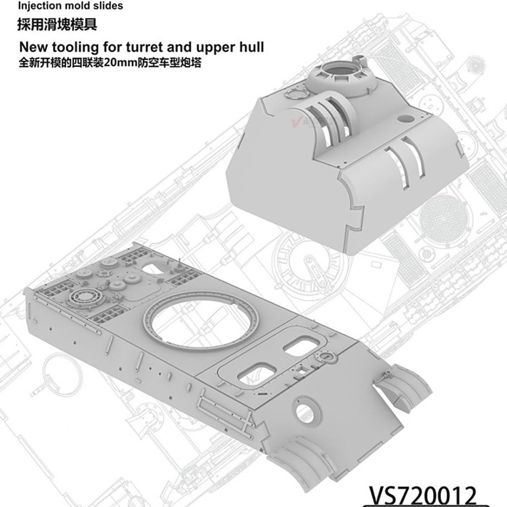 花田制造 Vespid Models VS720012,Panther G Tank Model Kit, 20mm Flakvierling auf Fahrgestell 1/72 Scale