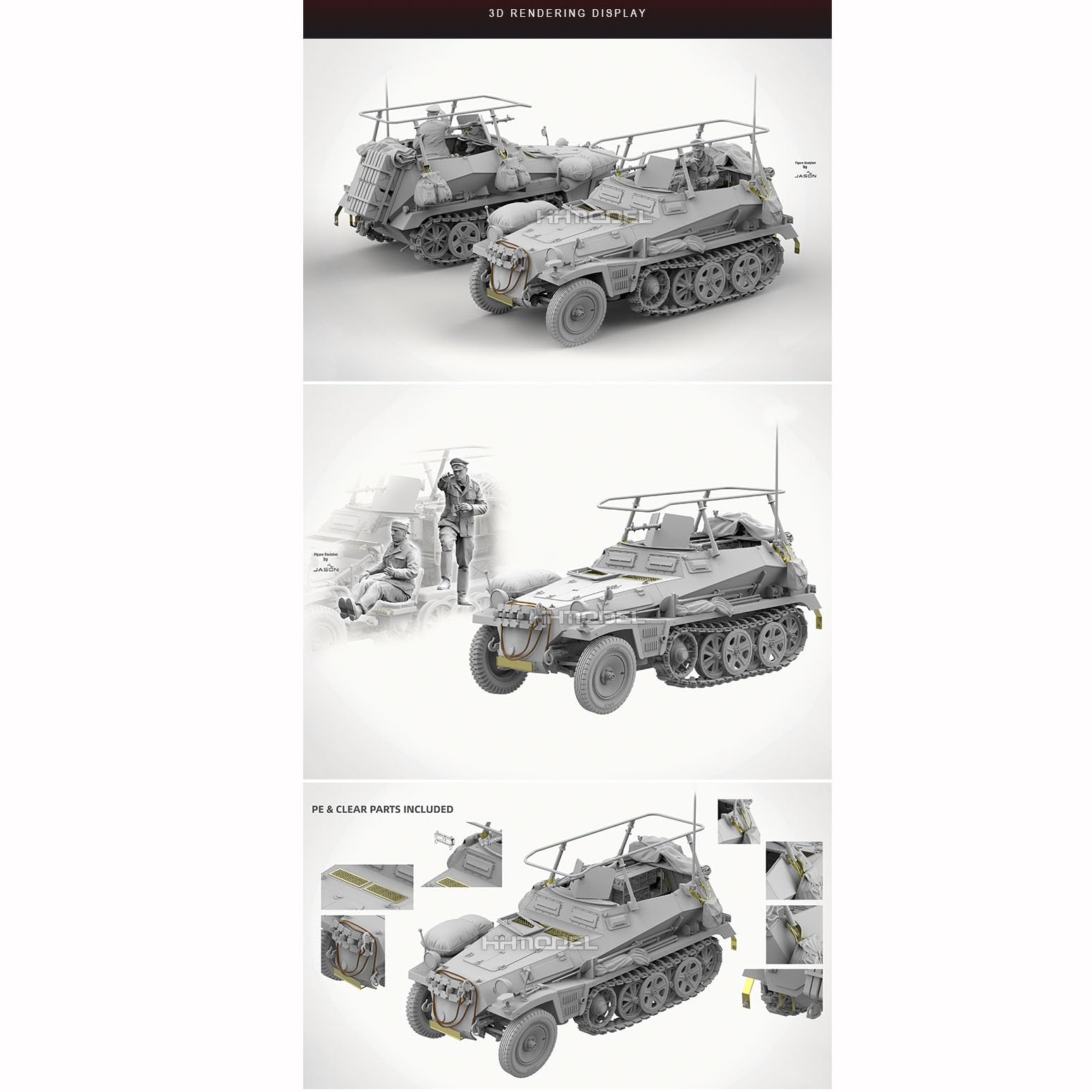 花田制造 Takom No.2194 Sd.Kfz.250/3 GREIF Rommel`s Command Half-Track Military Vehicle Model Kit, 1:35 Scale