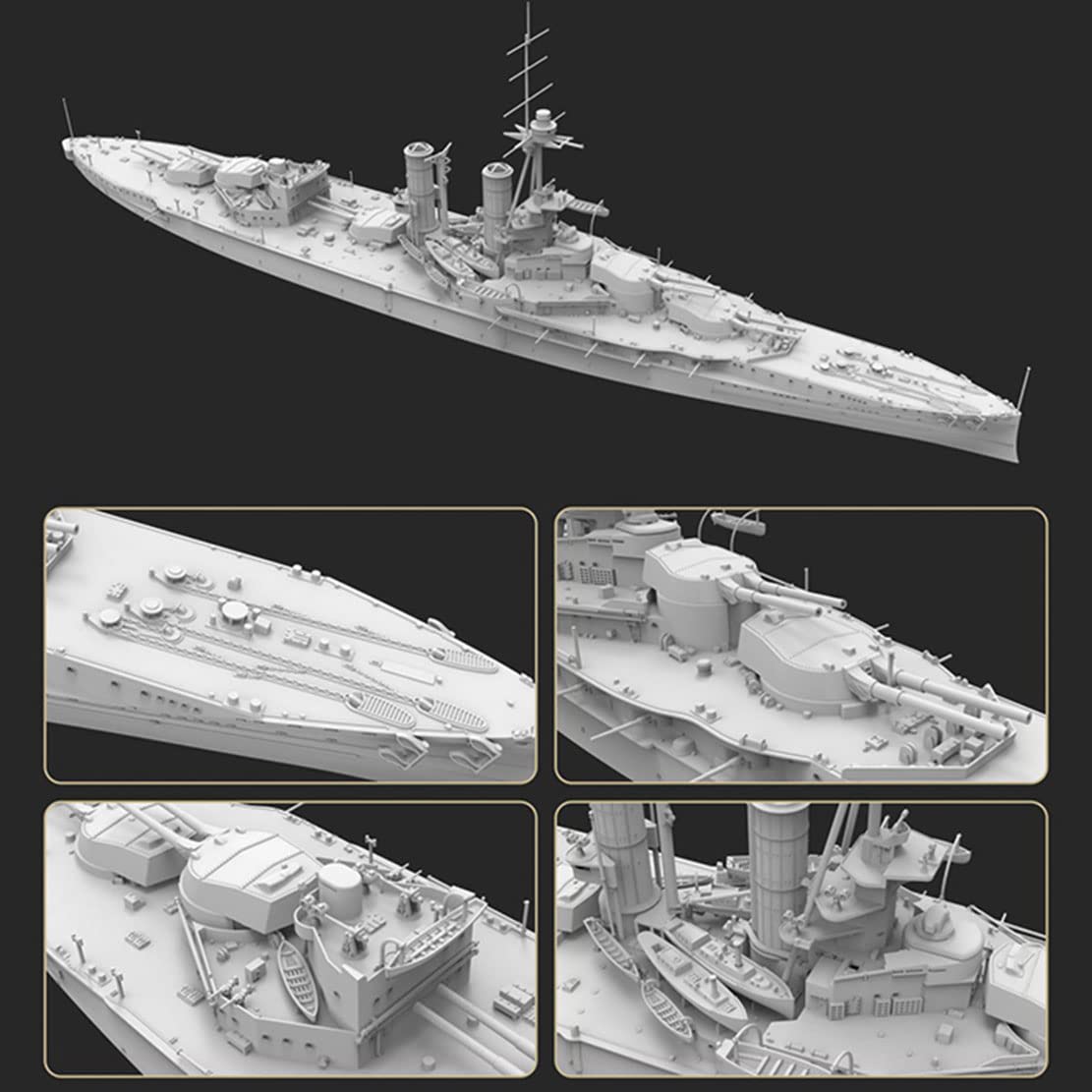 FLYHAWK Flyhawk Model British Navy Battleship HMS Iron Duke 1914 Deluxe Edition FH1312S Plastic Model (Deluxe Edition)
