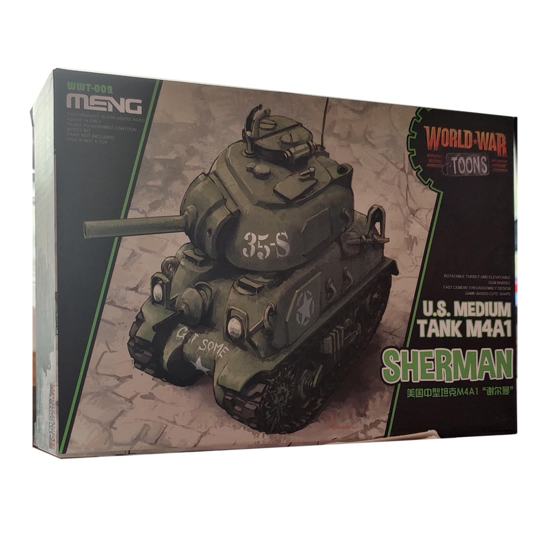 花田制造 Meng WWT-002 U.S Medium Tank M4A1 Sherman World-War Toons Model kit
