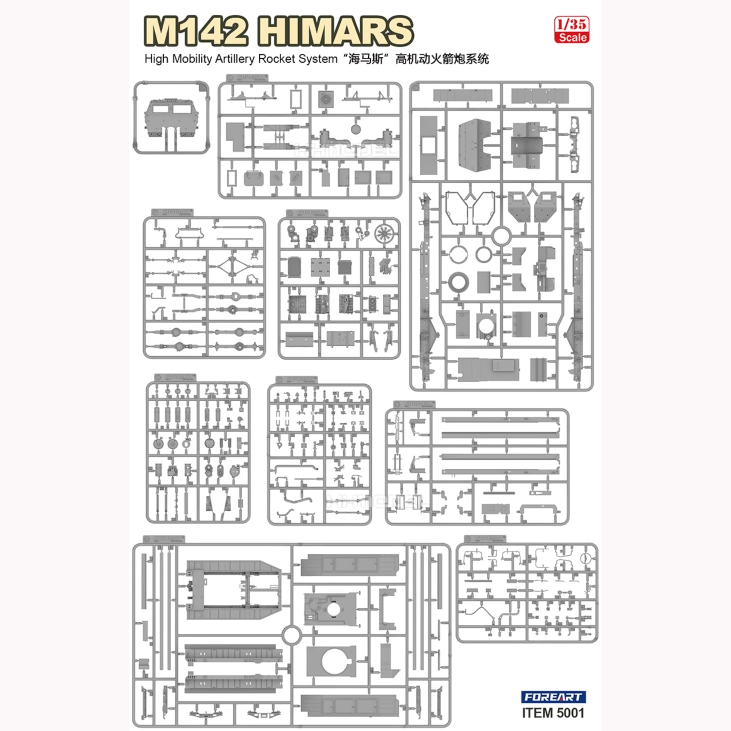 FOREART 5001 M142 HIMARS High Mobility Artillery Rocket System 1/35 Scale Model Kit